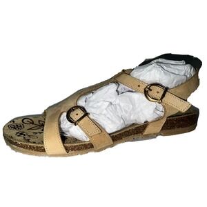 MASSIMO CAPONI Womens Tan Cork Footbed Sandals Adjustable Buckle Straps Size 9.5